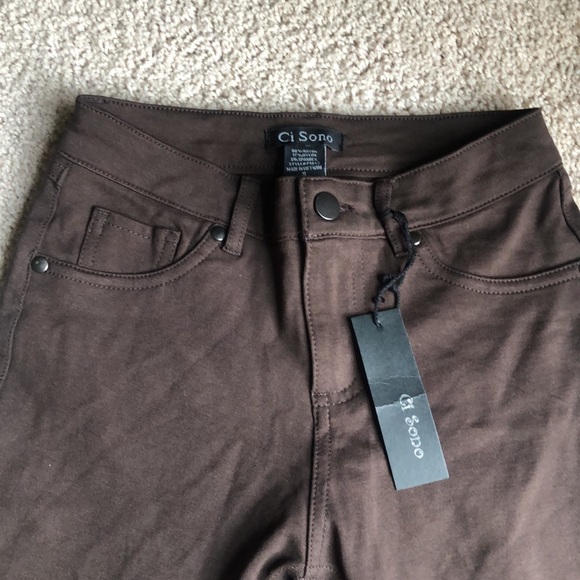 *MAKE OFFER. DONATING JANUARY 1. * NWT BROWN KNIT PONTE PANTS - Picture 2 of 4